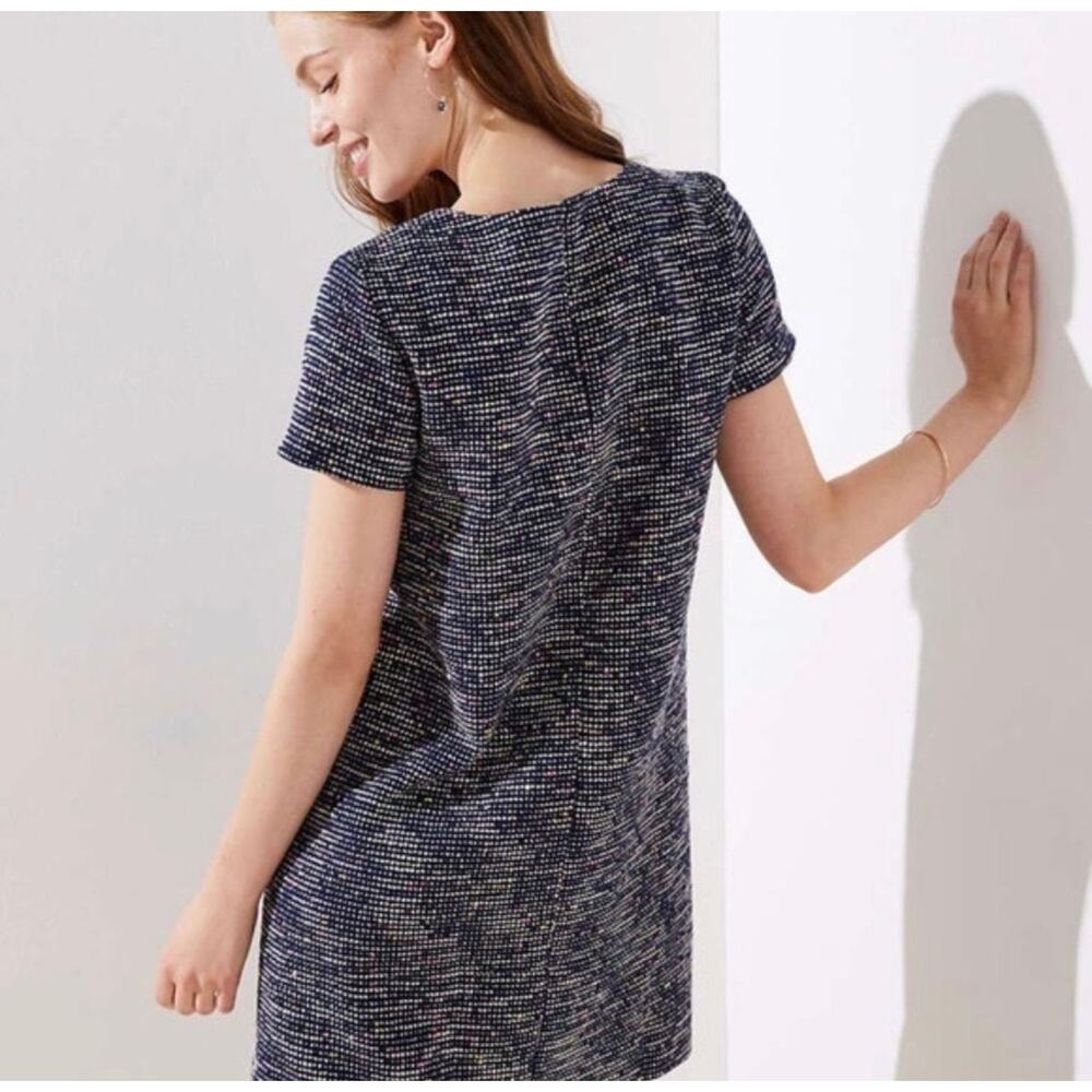 Ann Taylor Loft Tweed Short Sleeve Shift Dress Size 10 Multicolor - Picture 4 of 8
